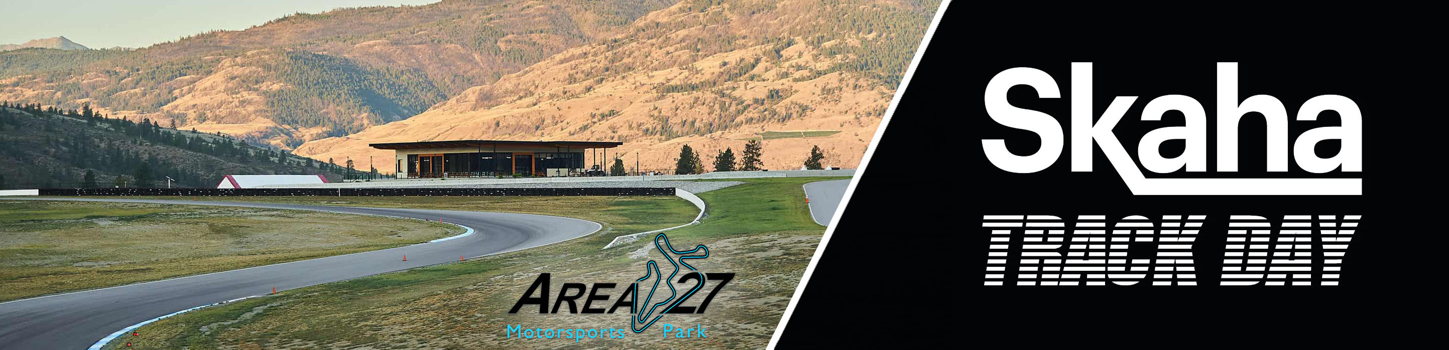 A banner with a race track circuit to promote Skaha Ford’s third annual Track Day on Thursday, June 2, 2022, at Area 27 Motorsports Park in Oliver, BC