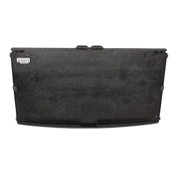 A black 2011 to 2014 Ford F-150 sunshade against a white background.