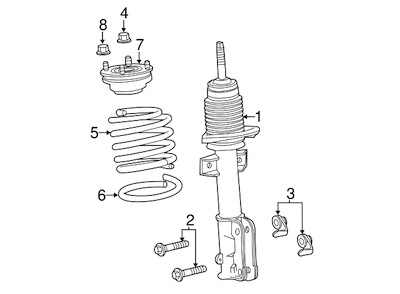 Diagram of 2011 to 2014 Ford Mustang suspension strut against a white background.